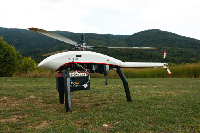 RIEGL Topographical Scanner on the Velos V3 UAV Helicopter
